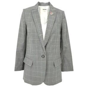 Zadig & Voltaire Viva Checked Blazer Size 38 FR / US M 100% Wool Plaid Jacket